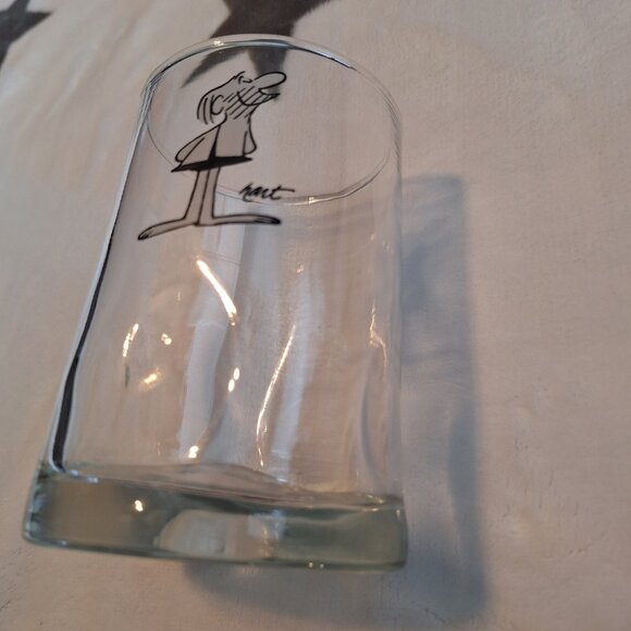 Vintage Barware B.C. Comic Johnny Hart Caveman Pinched Glass Tumbler Drinkware - Picture 2 of 6